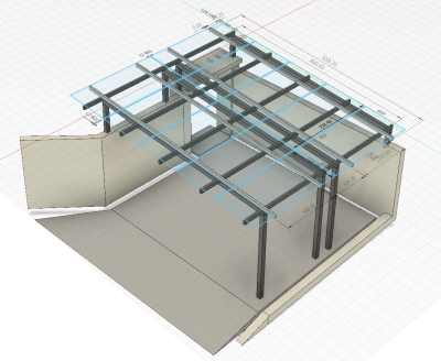 Carport with frame and solar panels
