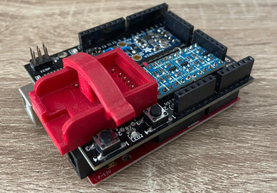  Test Board on top of an Arduino Uno