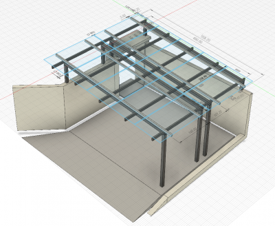 Carport with frame and solar panels